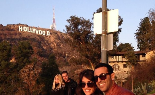 דודו אהרון והחברה בלוס אנג'לס (צילום: שני לאובר)