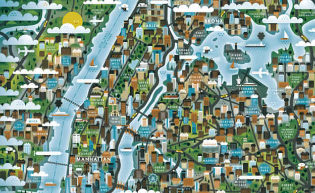מפות מאוירות, ניו יורק (צילום: האיורים באדיבות KHUAN+KTRON)
