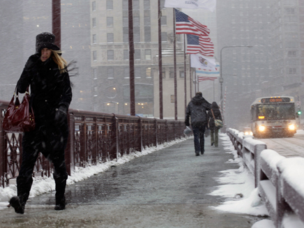 נאבקים בשלג בשיקגו (צילום: AP)