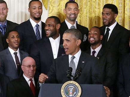הנשיא אובמה ושחקני מיאמי, כבר מכירים (gettyimages) (צילום: ספורט 5)