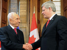 שמעון פרס וסטיבן הארפר, ראש ממשלת קנדה (צילום: חדשות 2)