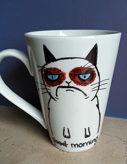 etsy כוסות קפה, חתול (צילום: esty)