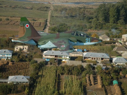 מטוס סוחוי גיאורגיה מעל גיאורגיה (צילום: חיל האוויר הגיאורגי)