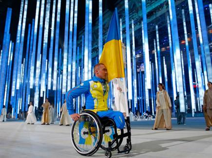 מחאה שקטה. נציג אוקראינה במשחקים הפראלימפיים הערב (gettyimages) (צילום: ספורט 5)