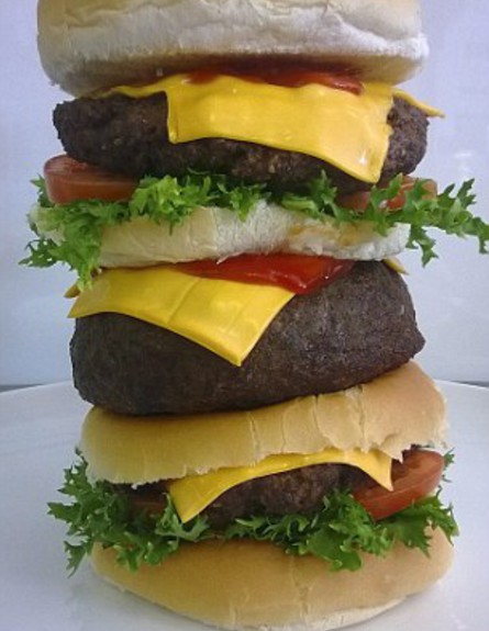 המבורגר 10000 קלוריות גובה (צילום: Cavendish, dailymail.co.uk)