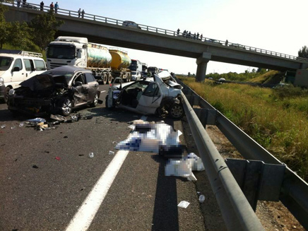 התאונה בכביש 6 (צילום: מד