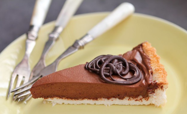 טארט קוקוס ושוקולד לפסח - פרוסה