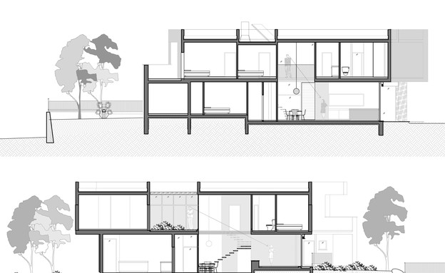 שחר ועודד, חתכי אורך של הבית שחר ועודד, חתכי אורך של הבית