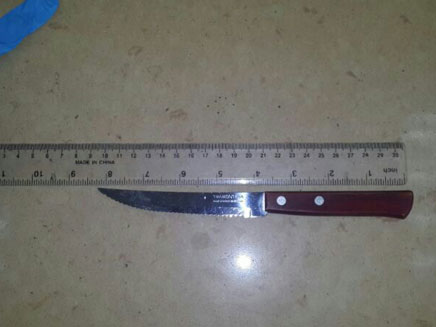 הסכין שנתפסה בידי החשוד (צילום: דוברות המשטרה)