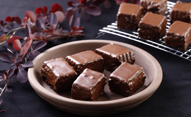 מיני בראוניז מצופים שוקולד קראנצ'י  (צילום: אפיק גבאי, mako אוכל)