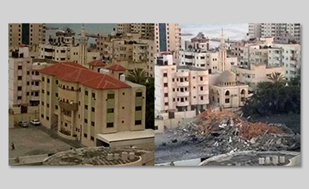 המבנה שהופצץ - לפני ואחרי