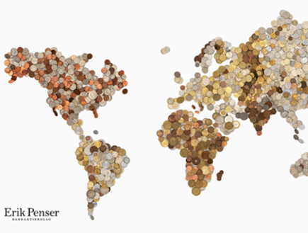 מיחזור, מפת העולם ממטבעות של אד פסנר, צילום redbai (צילום: redbaiduri.blogspot.co)