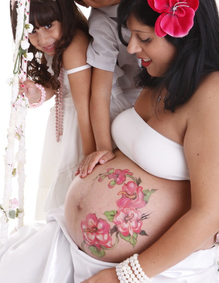 צילומי היריון בשילוב ציורי בטן (צילום: מערכת מאקו הורים)
