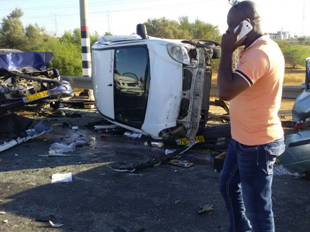 10 כלי רכב היו מעורבים בתאונה (צילום: דוברות מד
