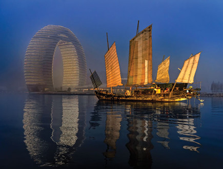 המלון העגול בסין (צילום: HOTEL SHERATON HUZHOU HOT SPRING)