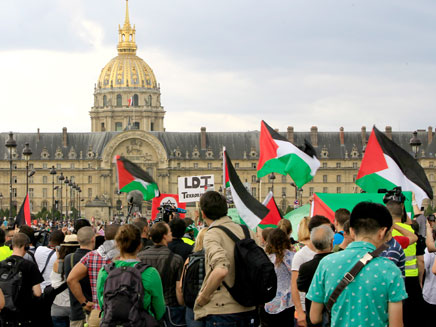מפגינים פרו פלסטינים בפריז (צילום: AP)
