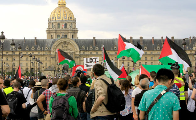 מפגינים פרו פלסטינים בפריז (צילום: AP)