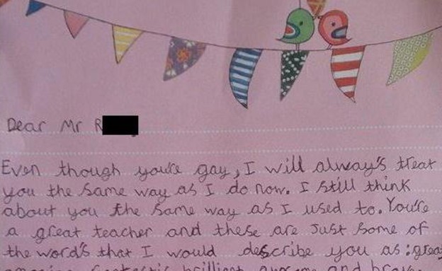מכתב של תלמידה למורה הגאה שלה