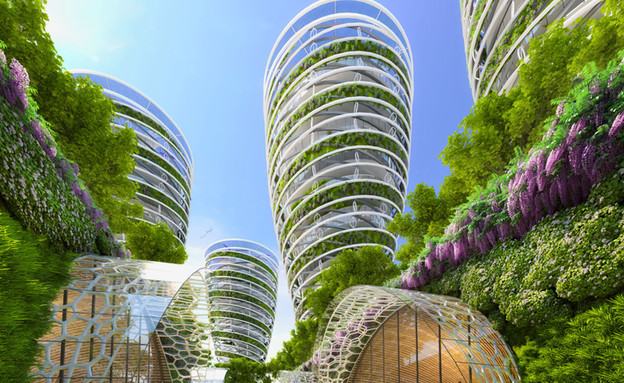 הבניינים החכמים בפריז (צילום: vincent callebaut architectures)