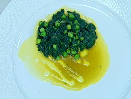 תבשיל אפונה עם עלים ירוקים (צילום: קשת, מאסטר שף VIP)