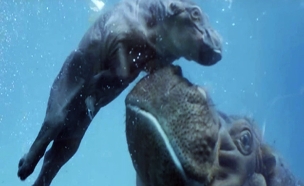 צפו: גור היפופוטם נולד בגן החיות של סן דייגו