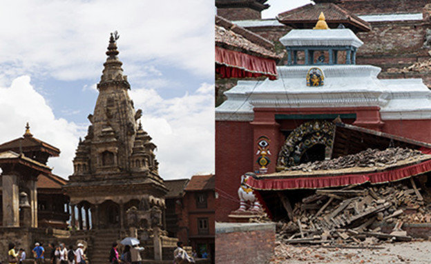 נפאל לפני ואחרי, הכיכר (צילום: AP, GETTY IMAGES)