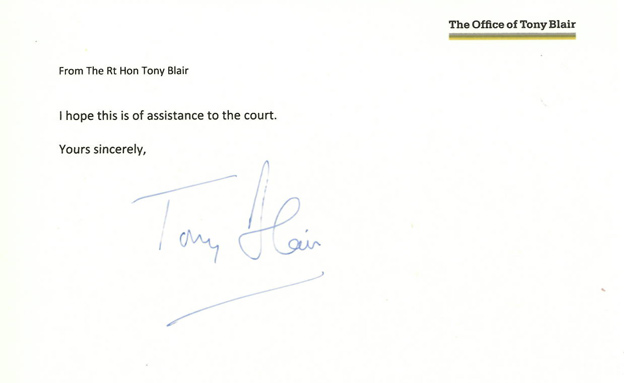 מכתבו של טוני בלייר לביהמ"ש