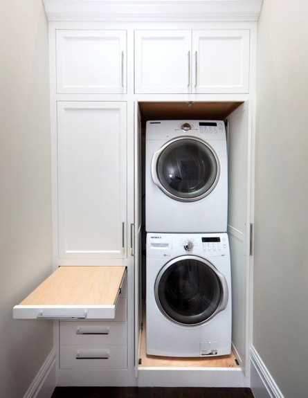 פתרונות לפינת כביסה, מיקום מכונת הכביסה והמיי (צילום: marshandclark.com)