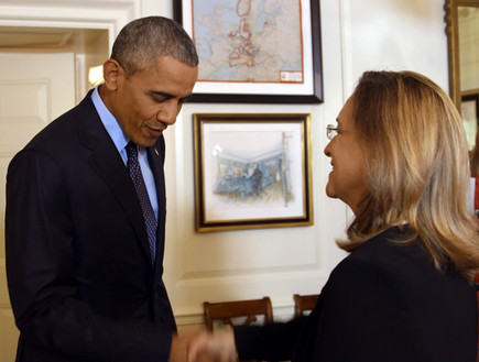 אילנה דיין במפגש עם ברק אובמה (צילום: רונן מאיו)