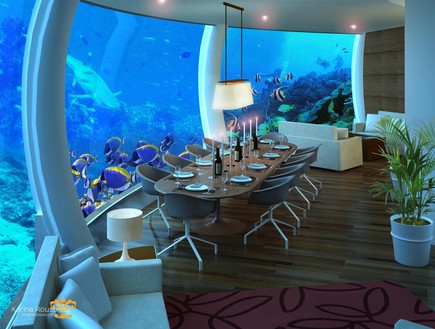 מלון מתחת למים, חדר אוכל, Poseidon Underwater Resort  Fiji  (צילום: Poseidon Underwater Resort  Fiji)