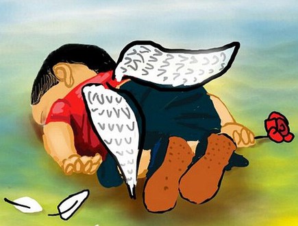 מחוות איור לתינוק הסורי (איור: חאלד יסלם)