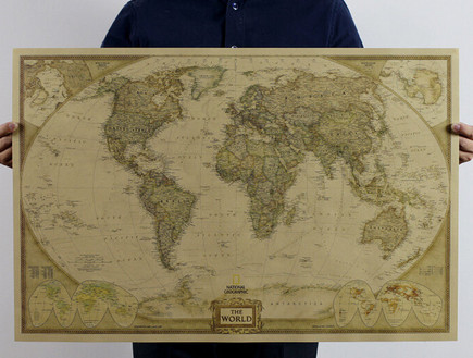 איביי, הדפס בסגנון וינטג' של מפת העולם (צילום: ebay)