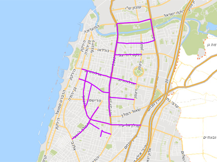 מפת הרחובות החסומים (צילום: tel-aviv.gov.il)