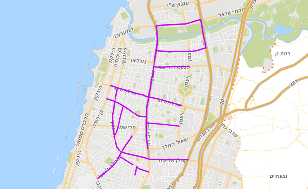 מפת הרחובות החסומים (צילום: tel-aviv.gov.il)