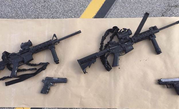 חלק מכלי הנשק שנמצאו אצל בני הזוג (צילום: רויטרס)