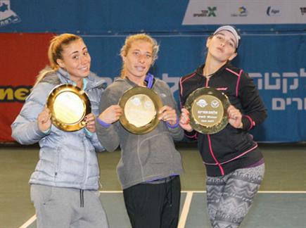 חזניוק ושלמה סידרו ניצחון בנשים (ניר קידר, איגוד הטניס) (צילום: ספורט 5)
