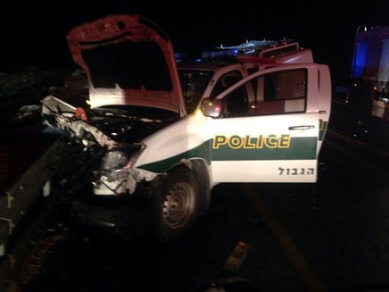 רכב משמר הגבול שהיה מעורב בתאונה (צילום: 