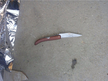 הסכין בה השתמשו המחבלים (צילום: ביטחון יצהר)