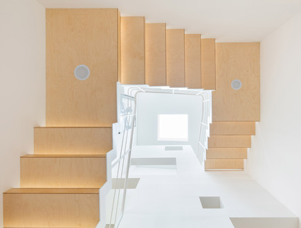 בית מפלסים, גרם מדרגות יחיד (צילום: AandD_dezeen)