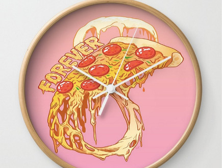אקססוריז פיצה, שעון פיצה, 30 דולר society6  (צילום: society6)
