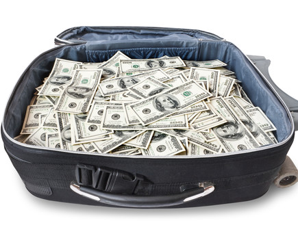 מזוודה עם כסף (צילום: Alexander Kalina, Shutterstock)