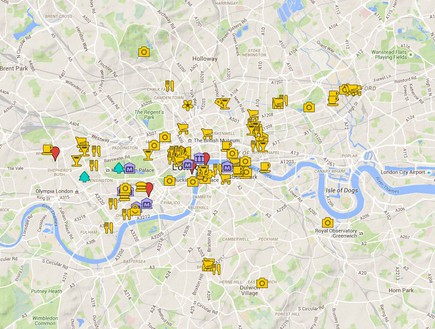 מפה של לונדון (צילום: מתוך עמוד הפייסבוק תכנוני מפות לחו