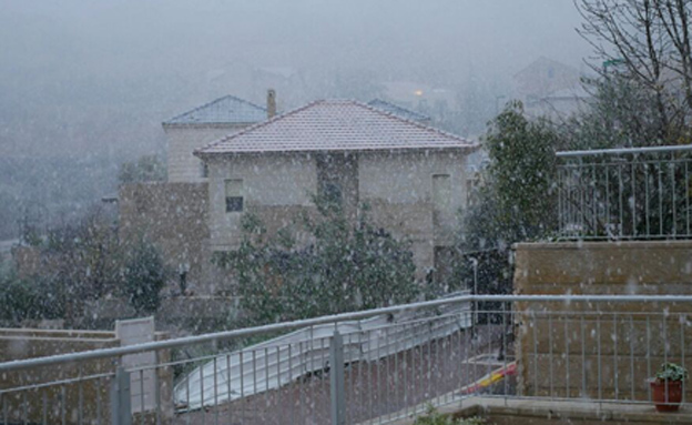 שלג בהרי המרכז (צילום: חדשות 2)