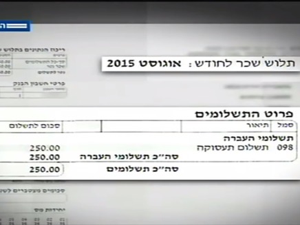 תלוש המשכורת של בתה של חגית (צילום: חדשות 2)