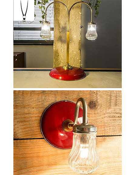 מנורת שולחן + מנורת קיר עשויות סירים ישנים (צילום: Studio ORYX)