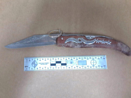 הסכין שזרק המחבל לאחר הפיגוע (צילום: חטיבת דובר המשטרה)