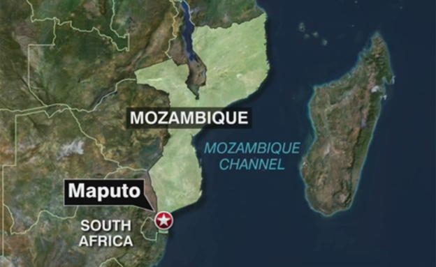 הנקודה בה התגלו השרידים לחופי מוזמביק