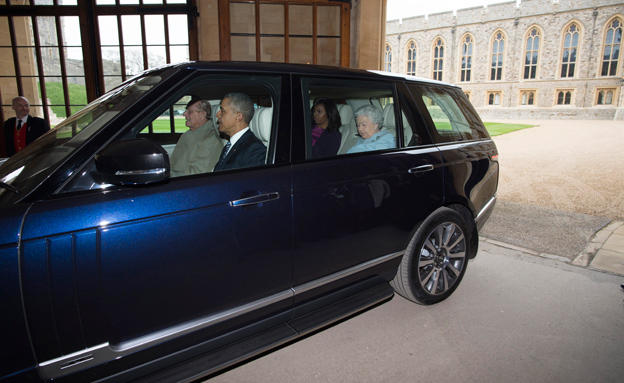הזוג הנשיאות והזוג המלכותי בנסיעה (צילום: רויטרס)