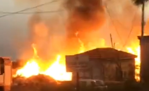 השריפה בטבריה (צילום: חדשות 2)