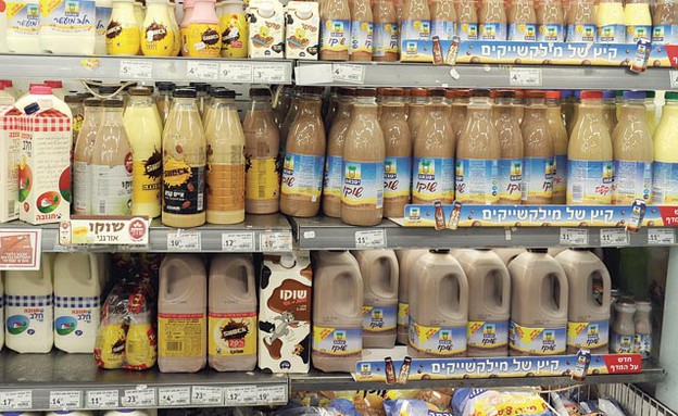 מוצרי חלב על מדפי שופרסל (צילום: תמר מוצפי, גלובס)